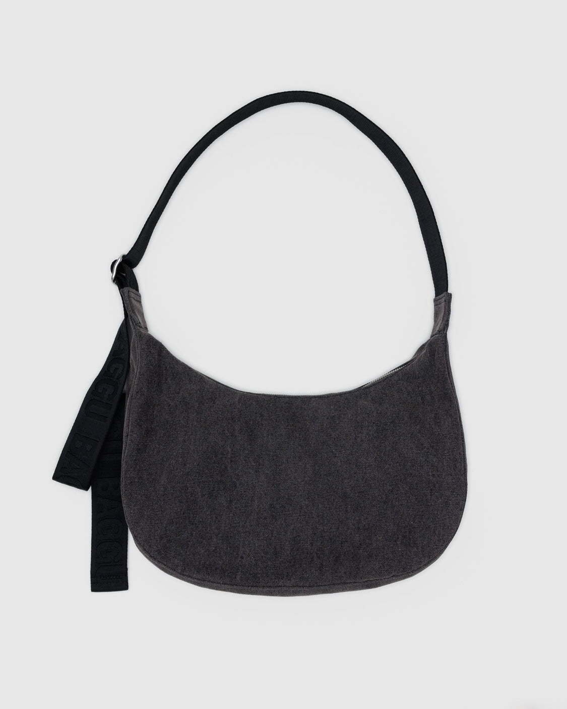 Medium Denim Crescent Bag - Washed Black Denim - Travel Market Style