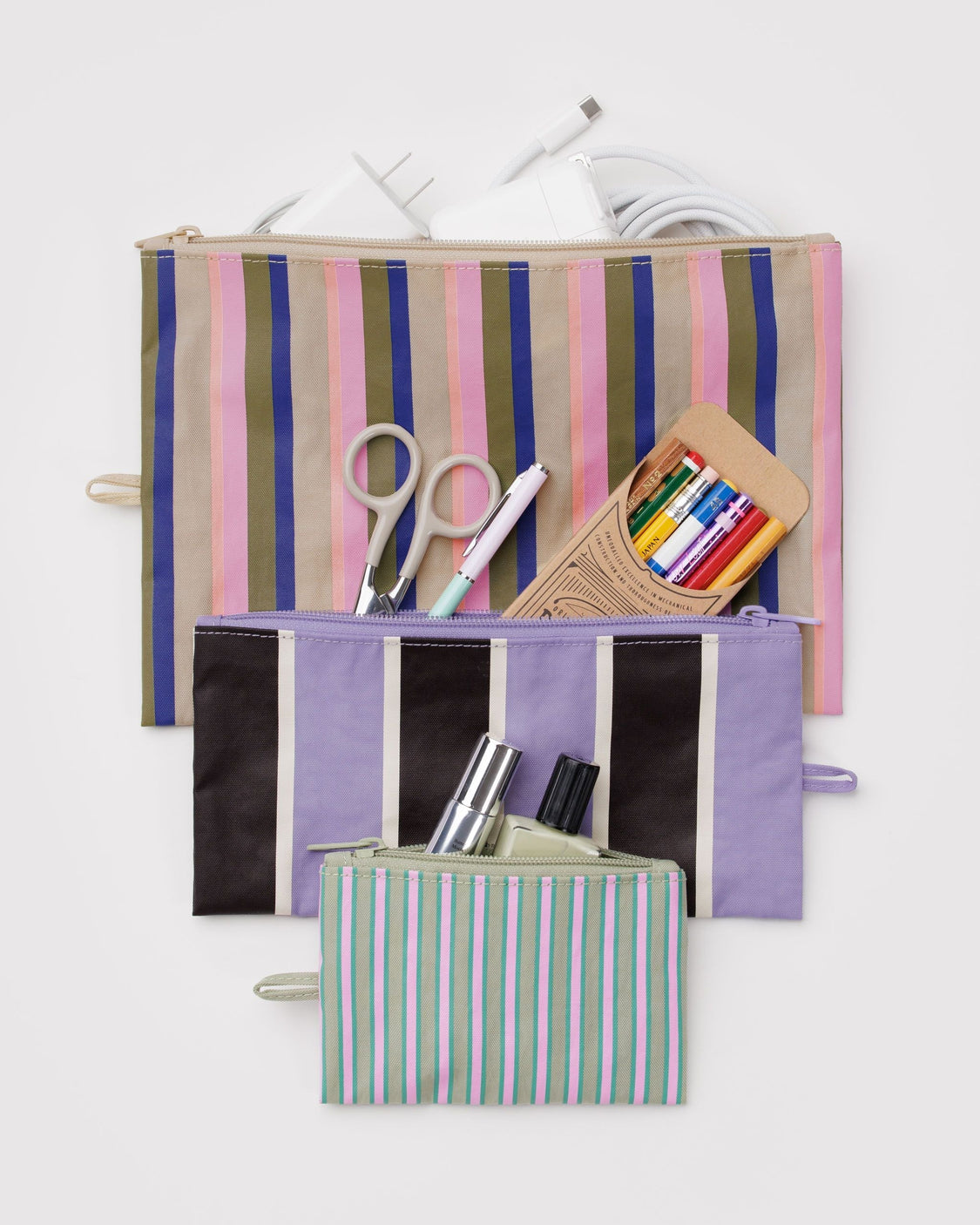 Flat Pouch Set - Candy Shop Stripes - Essential Zip Pack