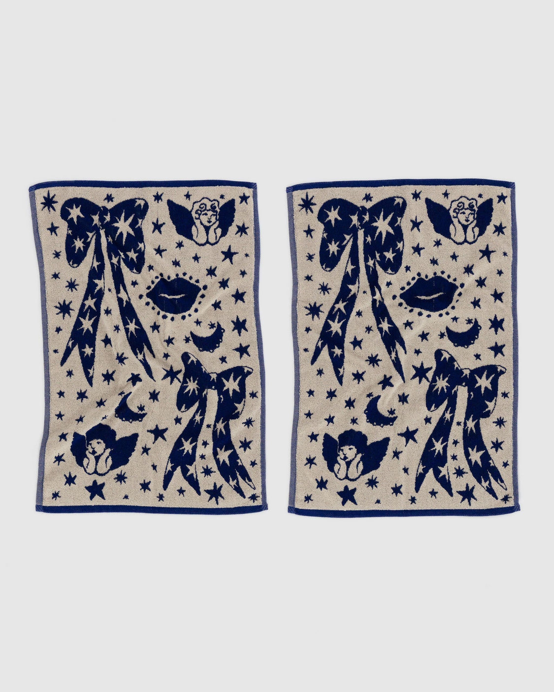 Hand Towel Set of 2 - Cherub Bows - Bright Pocket Accent