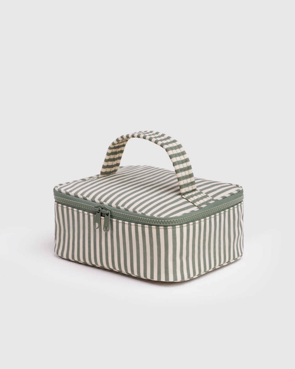 Small Cosmetic Case - Sage Stripe - Simple Packing Pouch
