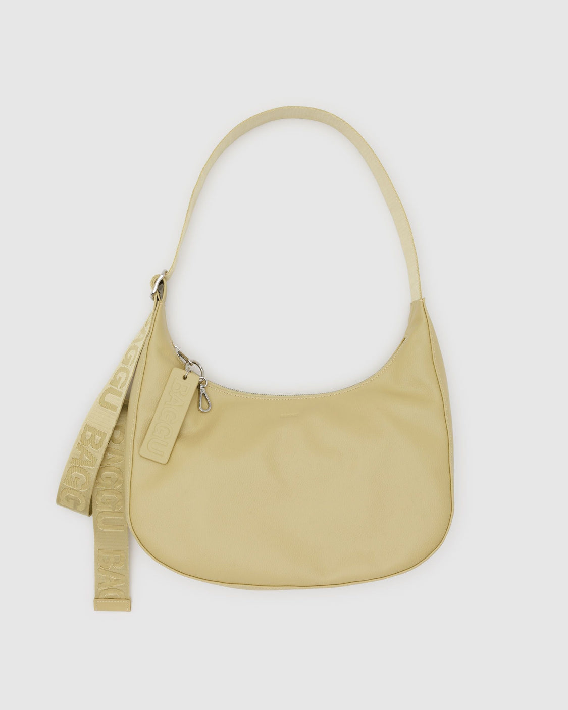 Medium Recycled Leather Crescent Bag - Straw - Essential Market Ready