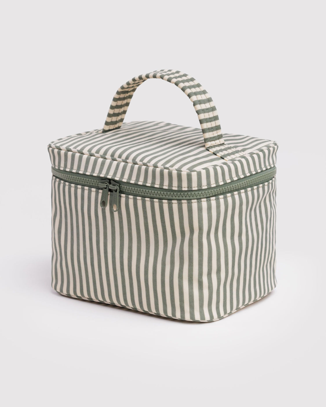 Large Cosmetic Case - Sage Stripe - Classic Zip Case